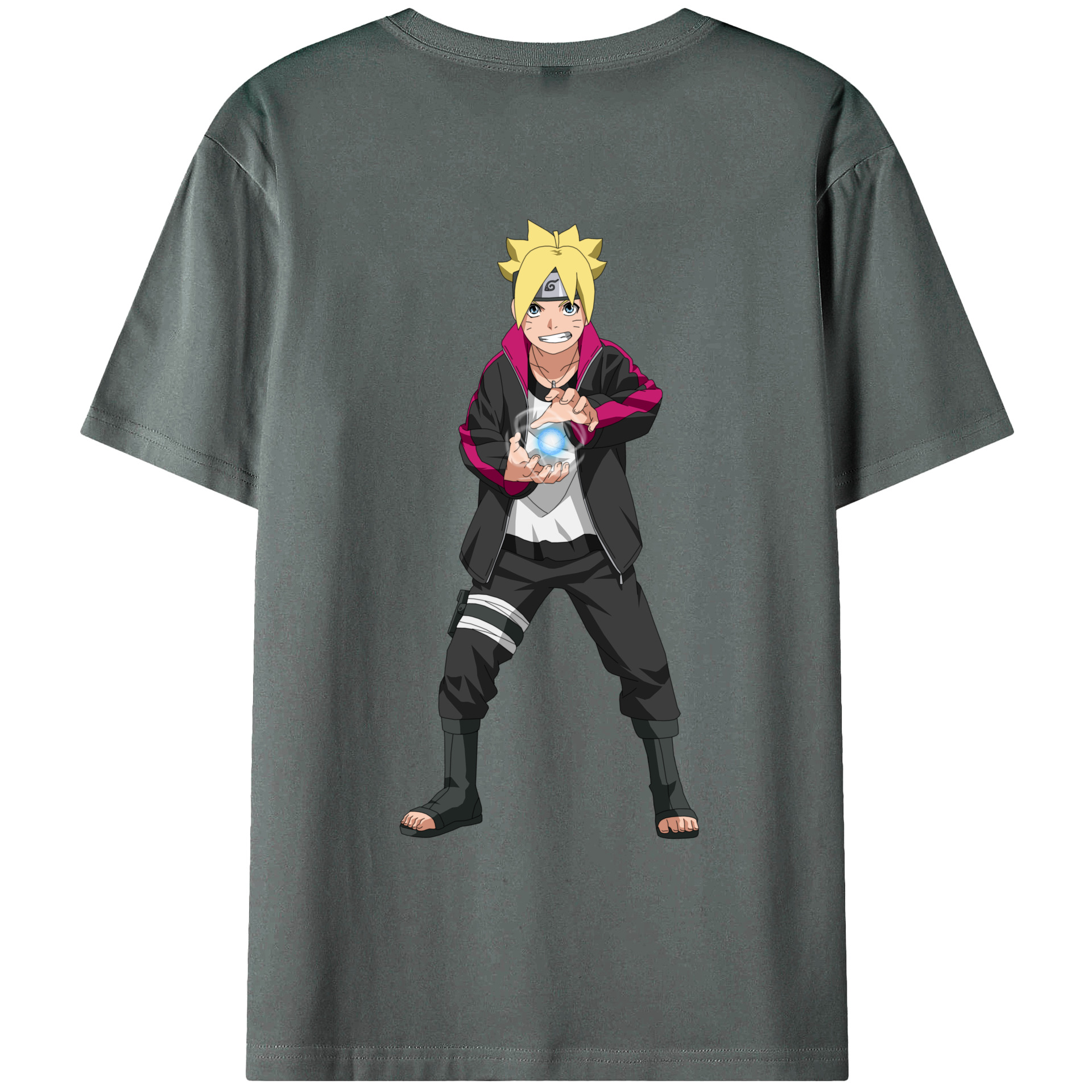 （画像用） NARUTO -ナルト- うずまき ボルト Uzumaki Boruto 綿100％ メンズ半袖Tシャツ（バックプリント） 通気性